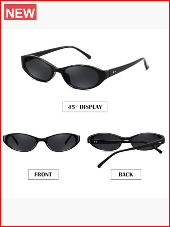 Retro Oval Cat Eye Sunglasses, Y2K 90s Narrow Small Sunnies, UV400 Protection